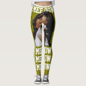 Personalize Pet Cat Mom Cute Olive White Photo レギンス (正面)