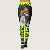 Personalize Pet Cat Mom Forest Green Yellow Photo レギンス (裏面)