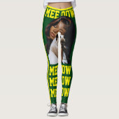 Personalize Pet Cat Mom Forest Green Yellow Photo レギンス (正面)