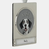 personalize pet name & picture シルバープレートバナーオーナメント (右)