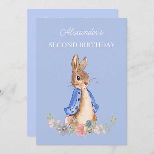 Personalize Peter Rabbit 2nd誕生日招待状 案内状 (正面/裏面)