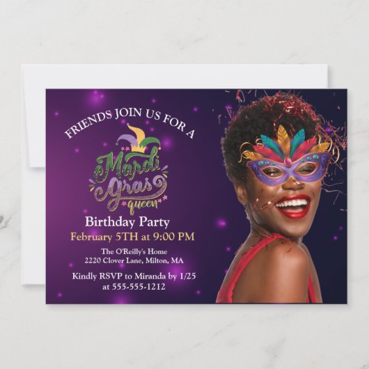 Personalize Photo Masquerade Masks Mardi Gras 招待状 (正面)