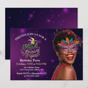 Personalize Photo Masquerade Masks Mardi Gras 招待状