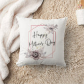 Personalize Photo Mother's Dayピンクグレー花模様 クッション (ブランケット)