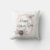 Personalize Photo Mother's Dayピンクグレー花模様 クッション (正面)
