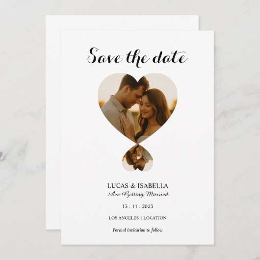 Personalize Photo save the date card 招待状 (正面/裏面)