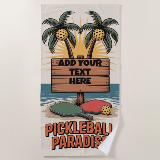 PERSONALIZE Pickleball Paradiseトーナメントクラブ ビーチタオル (正面)