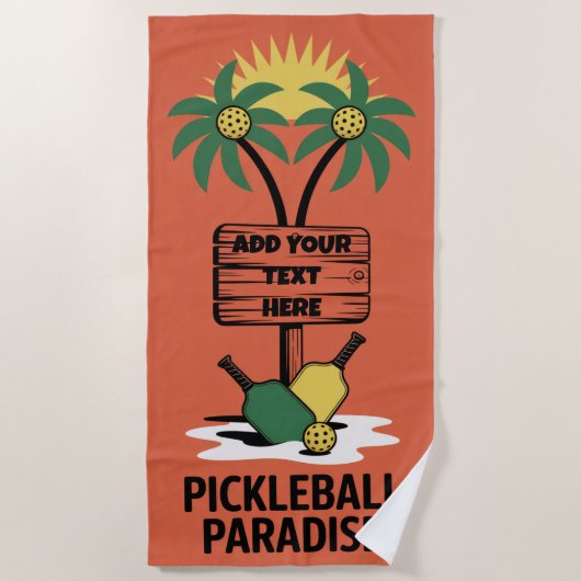PERSONALIZE Pickleball Paradise Tournament Club ビーチタオル (正面)