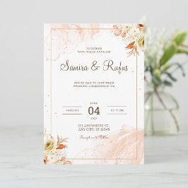 Personalize Pinkフローラ結婚式招待状 招待状