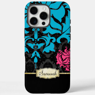 Personalize Pink Aqua Blackと金ゴールド iPhone 16 Pro Maxケース
