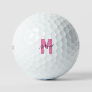 Personalize Pink & Blackカスタム Titleist Pro VI ゴルフボール