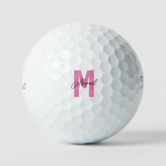 Personalize Pink & Blackカスタム Titleist Pro VI ゴルフボール (正面)