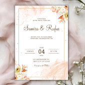 Personalize Pink floral wedding Invitation 招待状