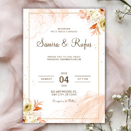 Personalize Pink floral wedding Invitation 招待状