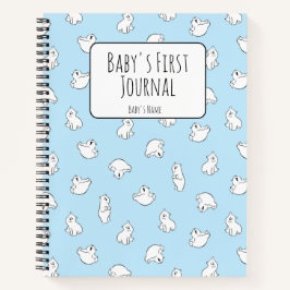 Personalize Polar Bear Blue Baby's First Journal ノートブック