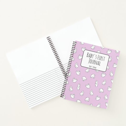Personalize Polar Bear Pink Baby's First Journal ノートブック (内部)