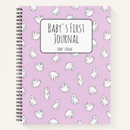 Personalize Polar Bear Pink Baby's First Journal ノートブック