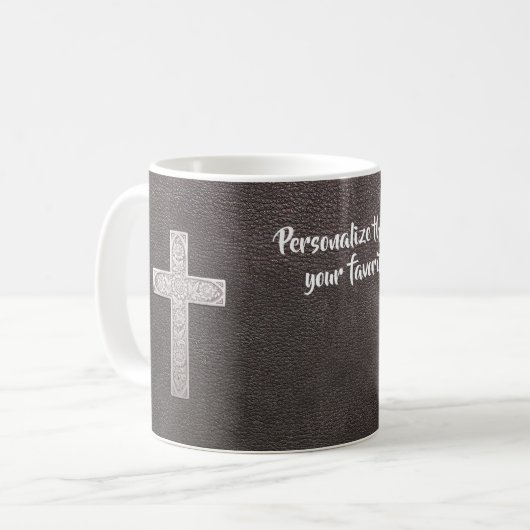 Personalize Psalm Verse Christian Metal Cross コーヒーマグカップ (正面左)