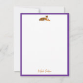 Personalize Purple Orange Jungle Tiger Script ノートカード (正面)