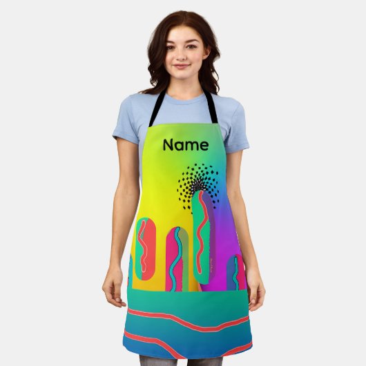 Personalize Rainbow Geo Craft Kitchen Baker Chef   エプロン (着用した状態)