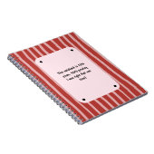 PERSONALIZE Red and Pink Stripe Pattern Notebook ノートブック (右側)