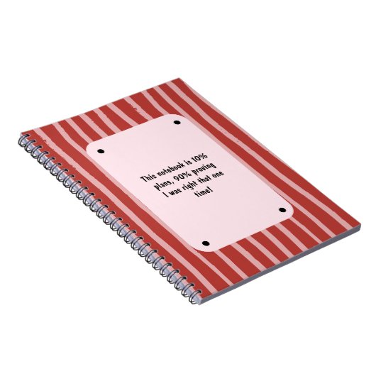 PERSONALIZE  Red and Pink Stripe Pattern Notebook ノートブック (右側)