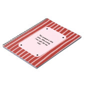 PERSONALIZE Red and Pink Stripe Pattern Notebook ノートブック (左側)