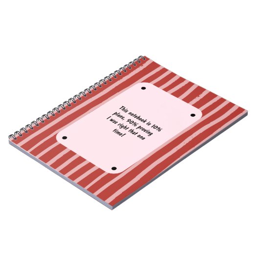 PERSONALIZE Red and Pink Stripe Pattern Notebook ノートブック (左側)