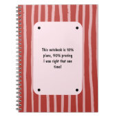 PERSONALIZE  Red and Pink Stripe Pattern Notebook ノートブック (正面)