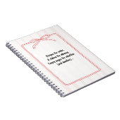 PERSONALIZE Red Ribbon Pink Stripe Pattern ノートブック (右側)