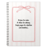 PERSONALIZE Red Ribbon Pink Stripe Pattern ノートブック (正面)