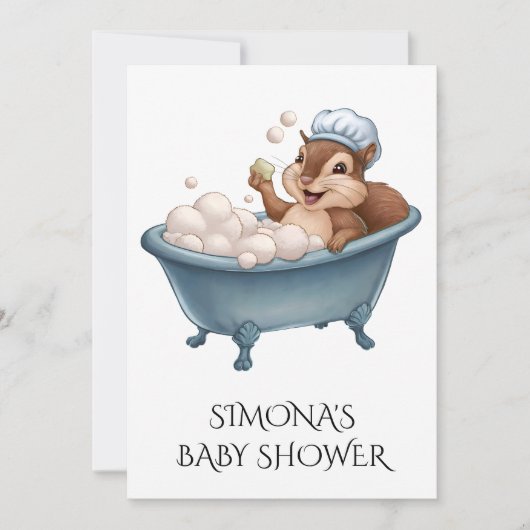 Personalize Retro Squirrel Baby Shower 招待状 (正面)