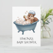 Personalize Retro Squirrel Baby Shower 招待状 (スタンド正面)
