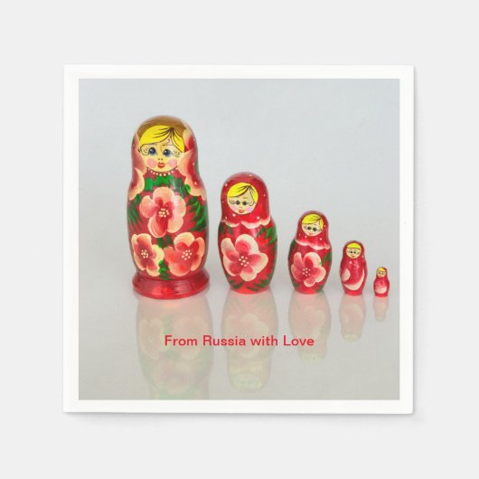Personalize Russian Matryoshka  stacking dolls スタンダードカクテルナプキン (正面)