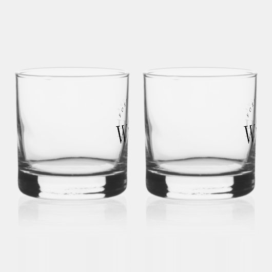 Personalize Rustic Floral Stem Wedding Monogram  ウイスキーグラス (右)