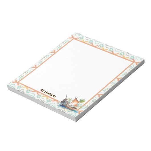 Personalize Sailboat Notepad ノートパッド (回転)