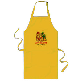 Personalize Santa Paws Says Happy Holidays ロングエプロン