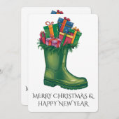 Personalize Santa's New Boots 招待状 (正面/裏面)