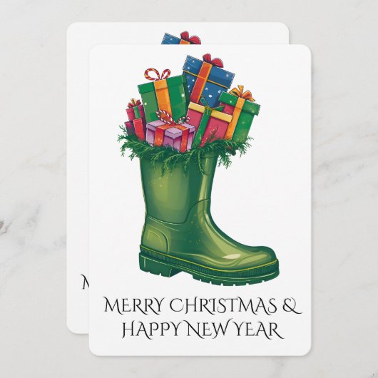 Personalize Santa's New Boots 招待状 (正面/裏面)