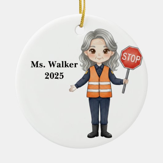 Personalize School Crossing Guard セラミックオーナメント (正面)