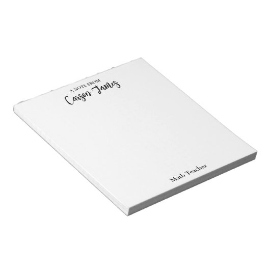 Personalize Script Notepad Stationery Gift Teacher ノートパッド (アングル)