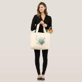 Personalize September Morning Glory Tote Bag ラージトートバッグ (正面(モデル))