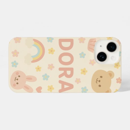 personalize Soft Pastel Cute Phone Case with Name iPhoneケース (裏面横)
