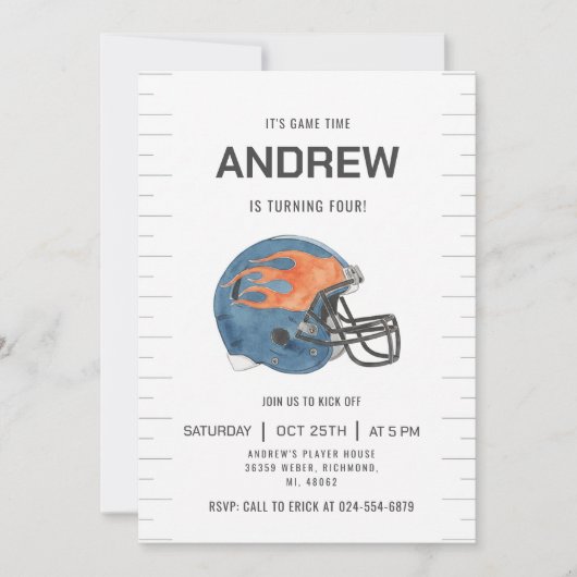 Personalize Sport Football Birthday 招待状 (正面)