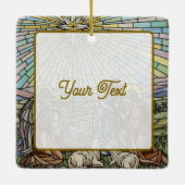Personalize Stained Glass Nativity Scene Christmas セラミックオーナメント (裏面)