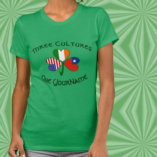 Personalize Taiwan China Ireland USA Shamrock Tシャツ