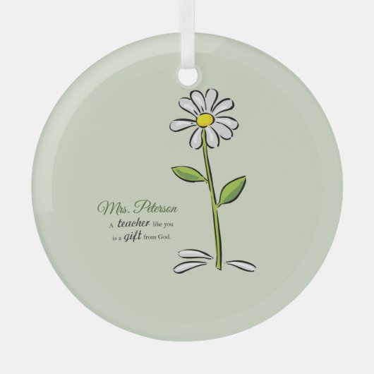 Personalize, Teacher Thank You, Religious Flower ガラスオーナメント (正面)
