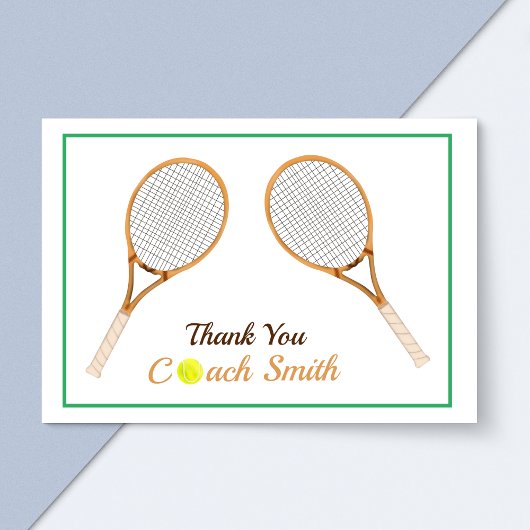 Personalize Tennis Coach Thank サンキューカード