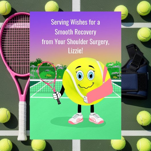 Personalize Tennis Lover Shoulder Surgery Get Well カード