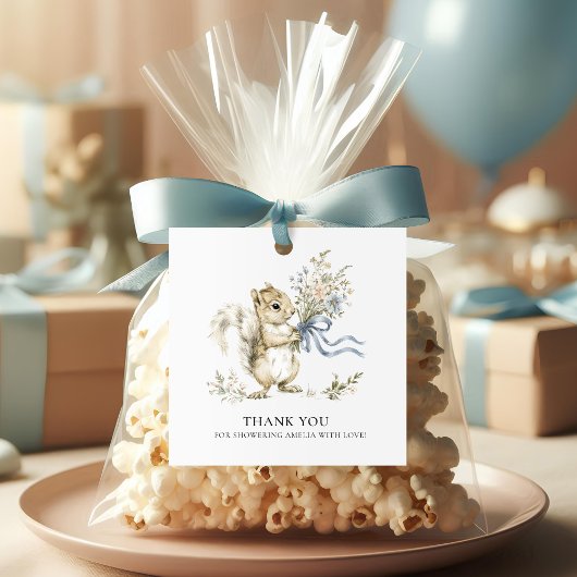 Personalize Thank You Squirrel Baby Shower  フェイバータグ
